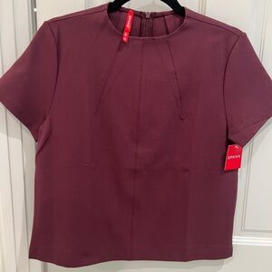 NWT SPANX Women The Perfect Funnel Top Short Sleeve Crew Neck, Sz Small